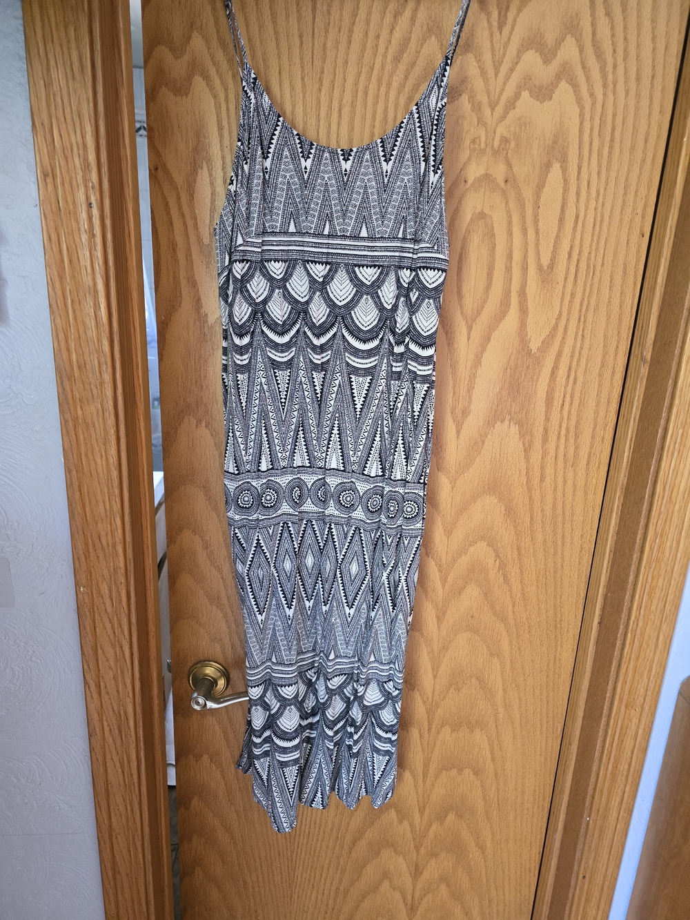 H&M Black and White Geometric Maxi Slip Dress